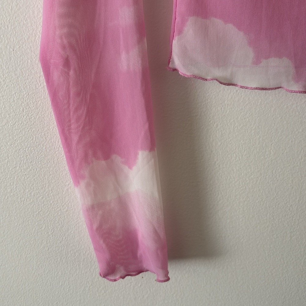 Forever 21 Pink Sheer Cloud Long Sleeve Top - Picture 3 of 4